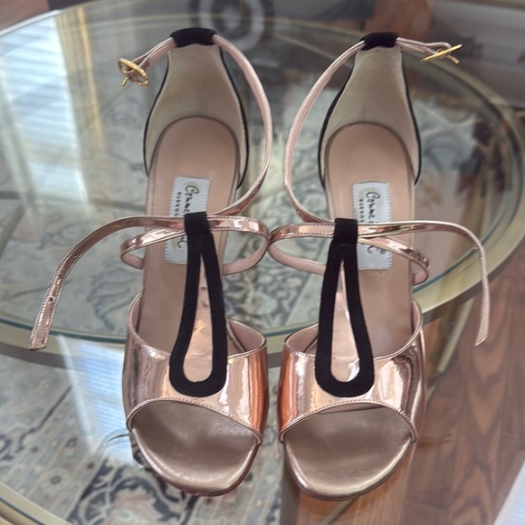 Comme Il Faut Buenos Aires Argentine Tango Elegant Rose Gold Black Heels Shoes - Picture 2 of 12